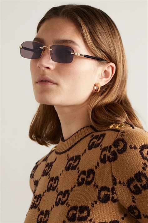 gucci square gold sunglasses|gucci rectangular sunglasses with chain.